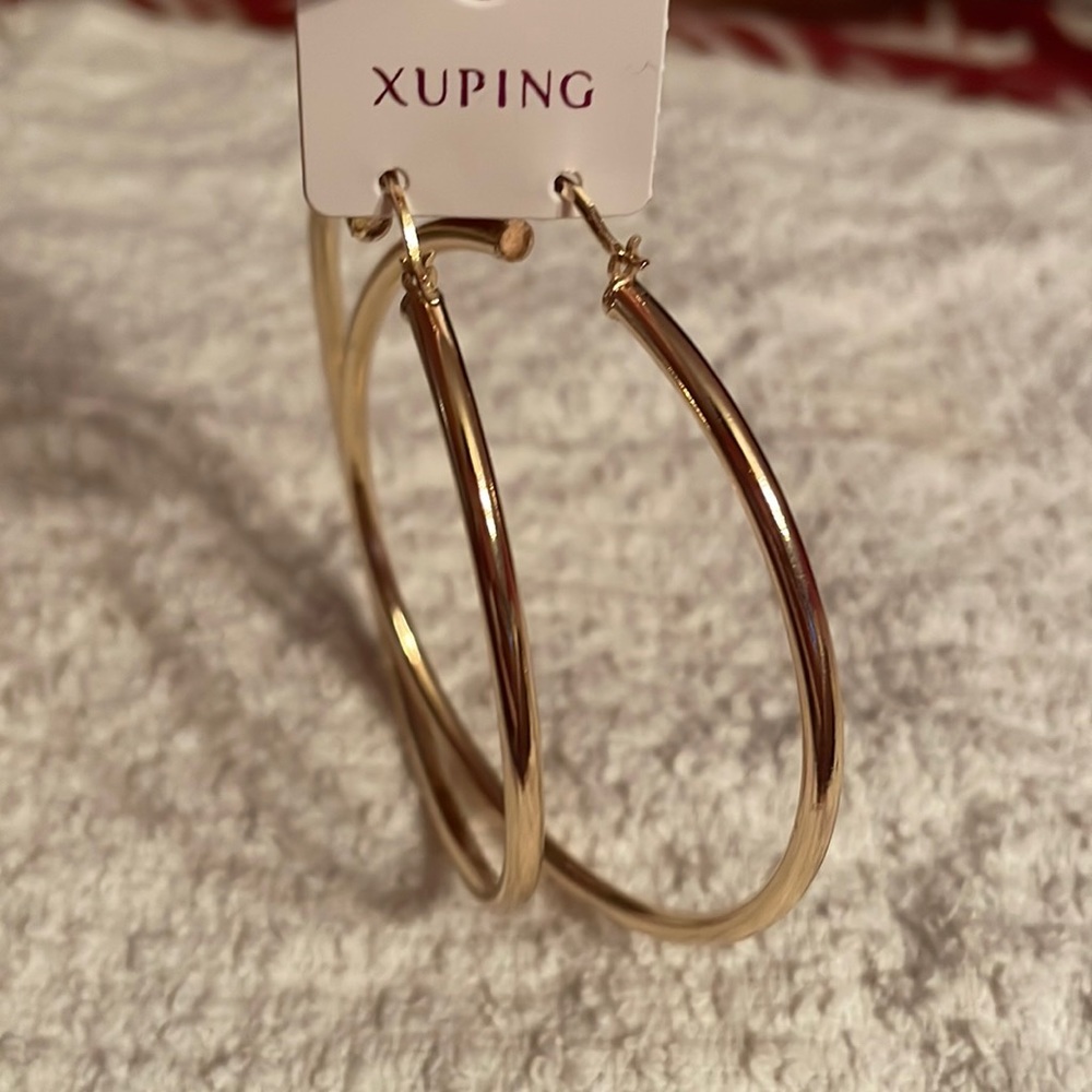 Big simple laminated gold hoops